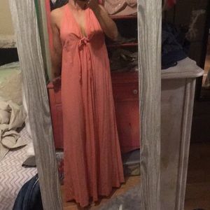 J.Crew linen maxi dress sz L summer coral